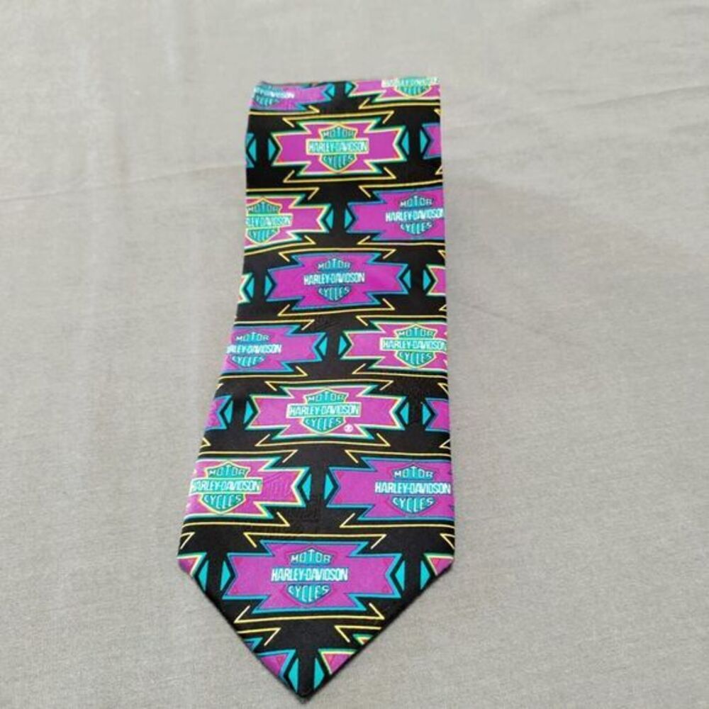 Harley Davidson Men Neck Tie Motorcycles Thunderbird Multicolor Suit Necktie 57" - Picture 2 of 6